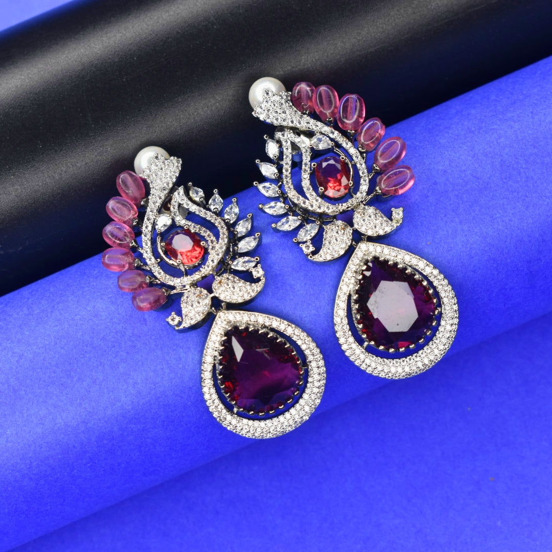 "Dazzle in Delicate Charm: Elegant Silver Tone Drop Earrings for Women"