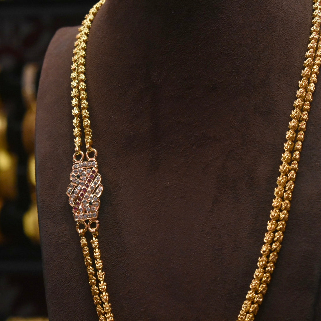Asp One Gram Gold 24 Inches  Double Line Chandramukhi Mop/Mugappu Saradu Chain