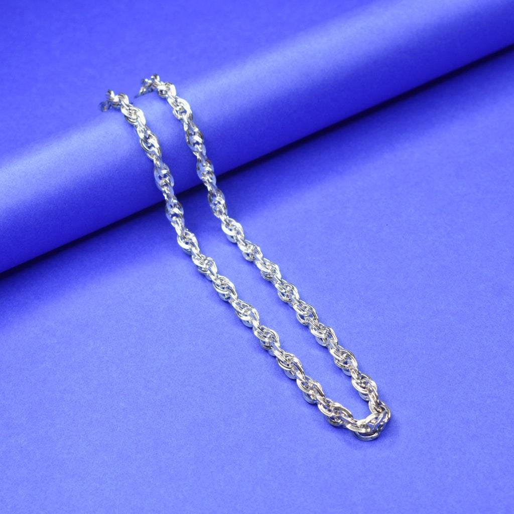92.5 Sterling Silver Hollow Chain for Men - 20 Inch Lightweight Design (23g)
