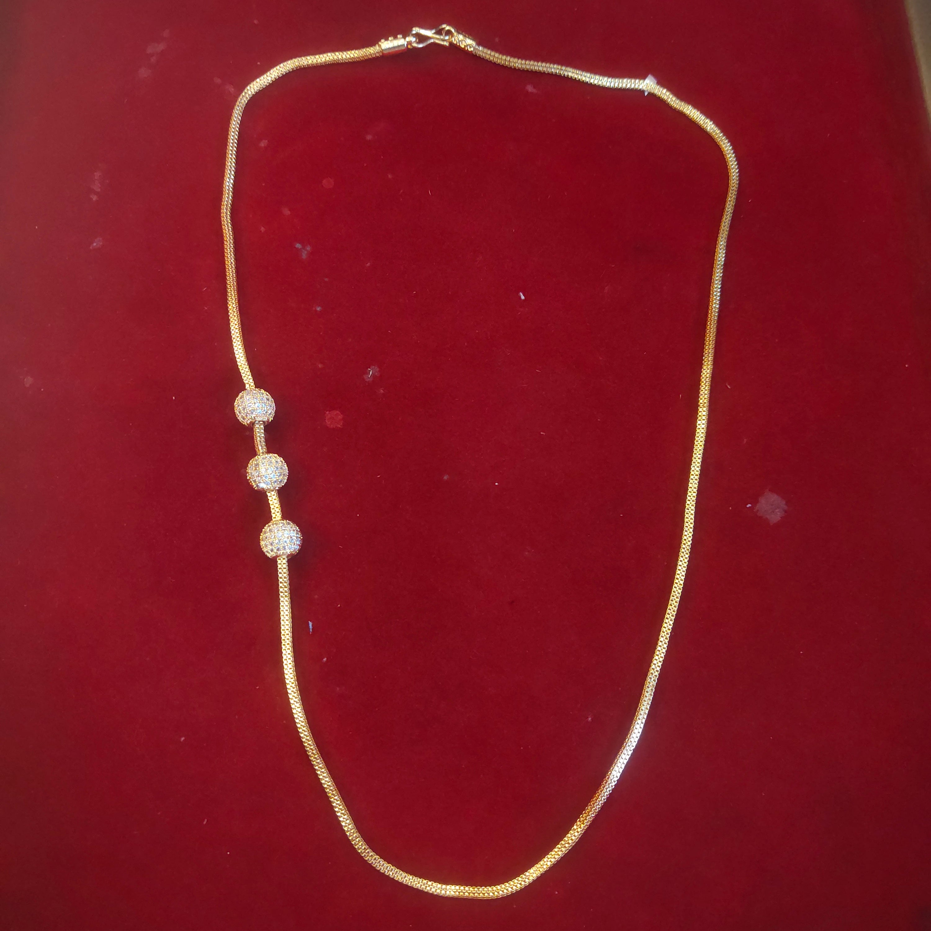 Gold Chain Necklace with Decorative Beads - 24 Inch