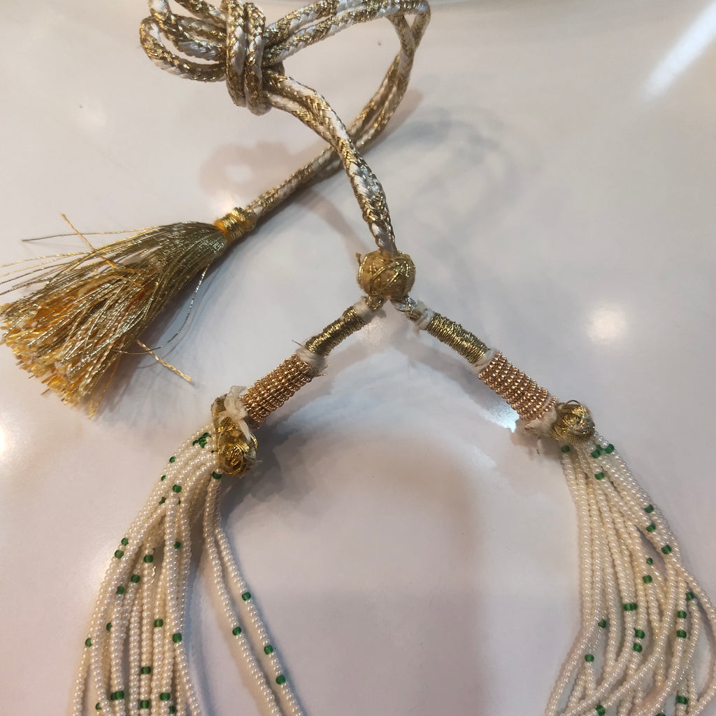 Asp Green Kundan Beaded Gold Plated Choker Necklace Set