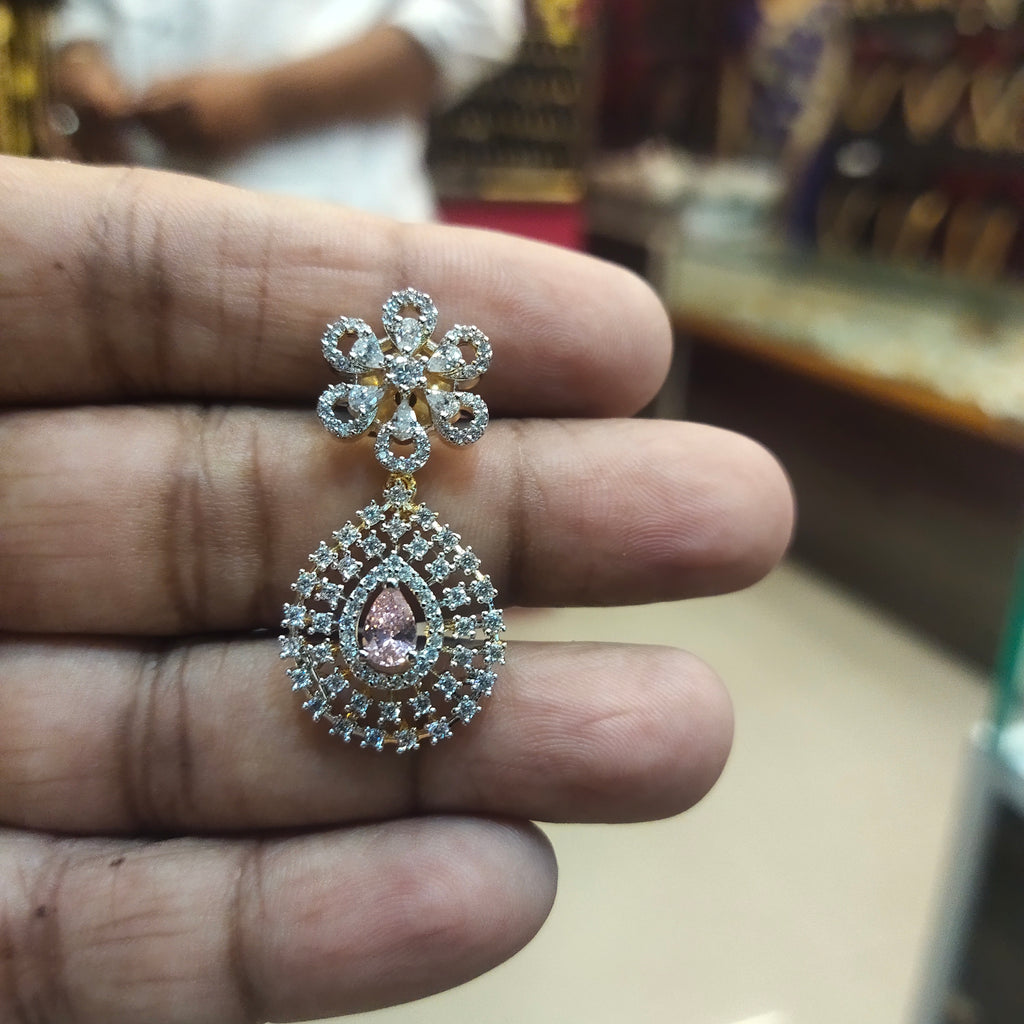 Asp Rhodium-Gold Zircon Drop Earrings