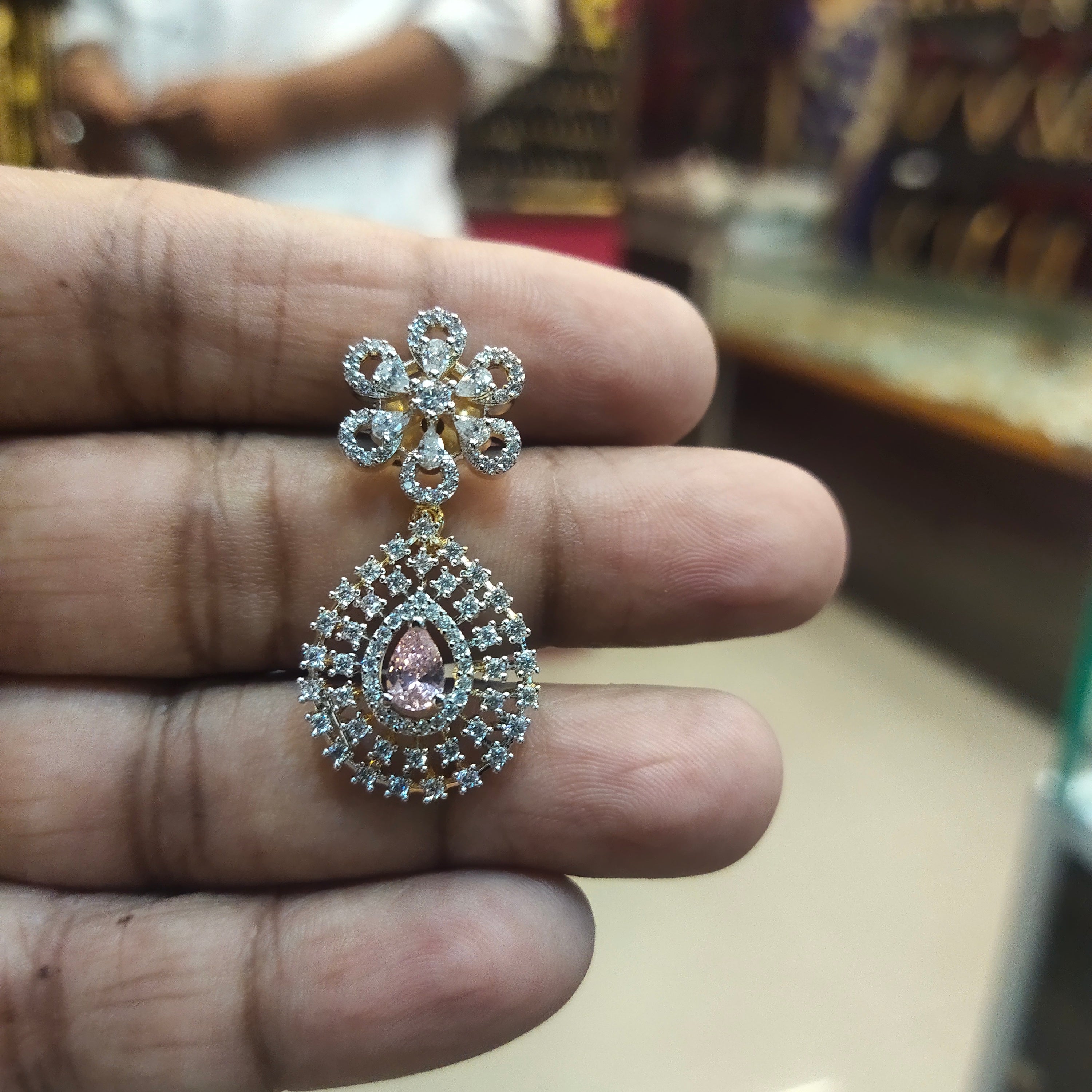 Asp Rhodium-Gold Zircon Drop Earrings