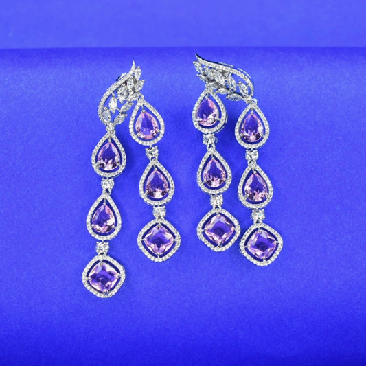 "Dazzle and Delight: American Diamond Silver Tone Chandelier Earrings to Elevate Your Style"