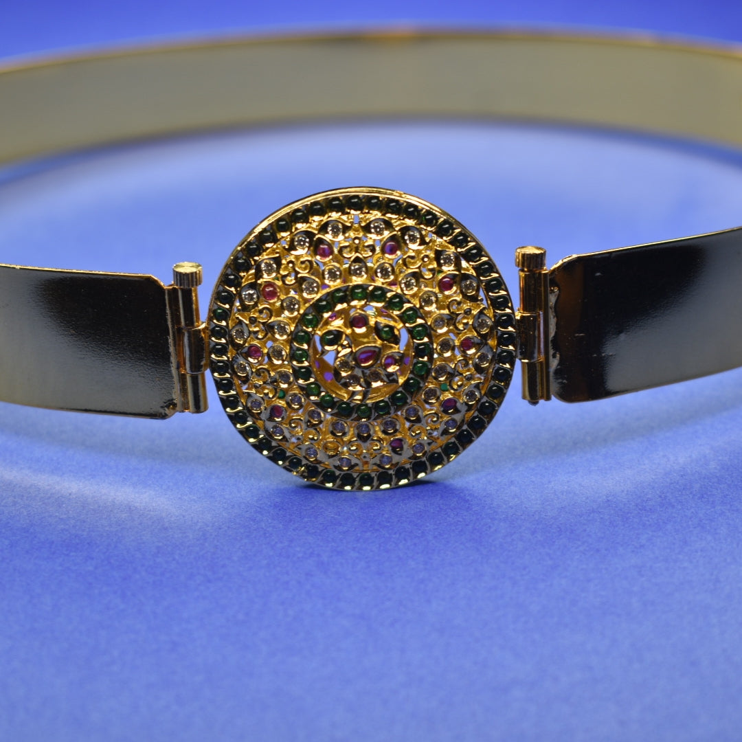 Reversible Gemstone Kundan Kids Vaddanam - 24K Gold Plated Traditional Waist Belt