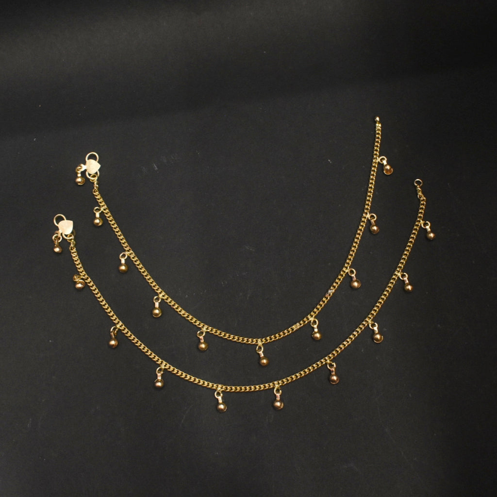 24K Gold Plated Simple Design Anklets - 10 Inches