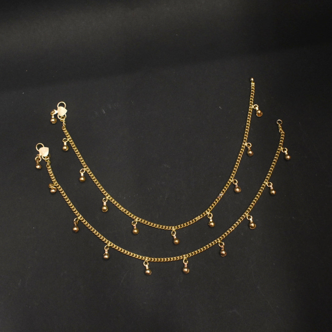 24K Gold Plated Simple Design Anklets - 10 Inches