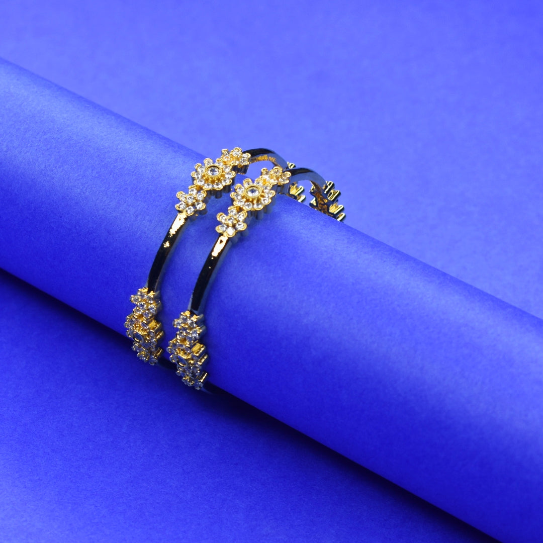 Premium Gold-Plated CZ Baby Bangles - American Diamond Sparkle Collection