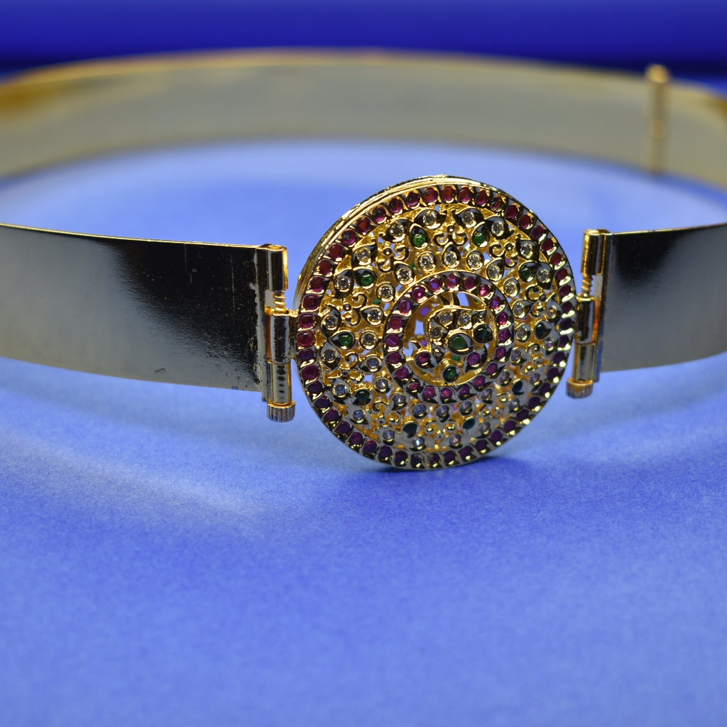Reversible Gemstone Kundan Kids Vaddanam - 24K Gold Plated Traditional Waist Belt