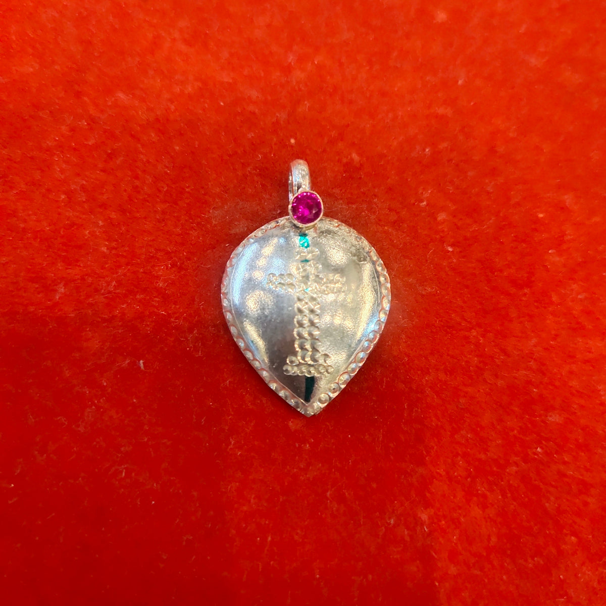 Silver Heart Pustal Mangalsutra Pendant - Front View