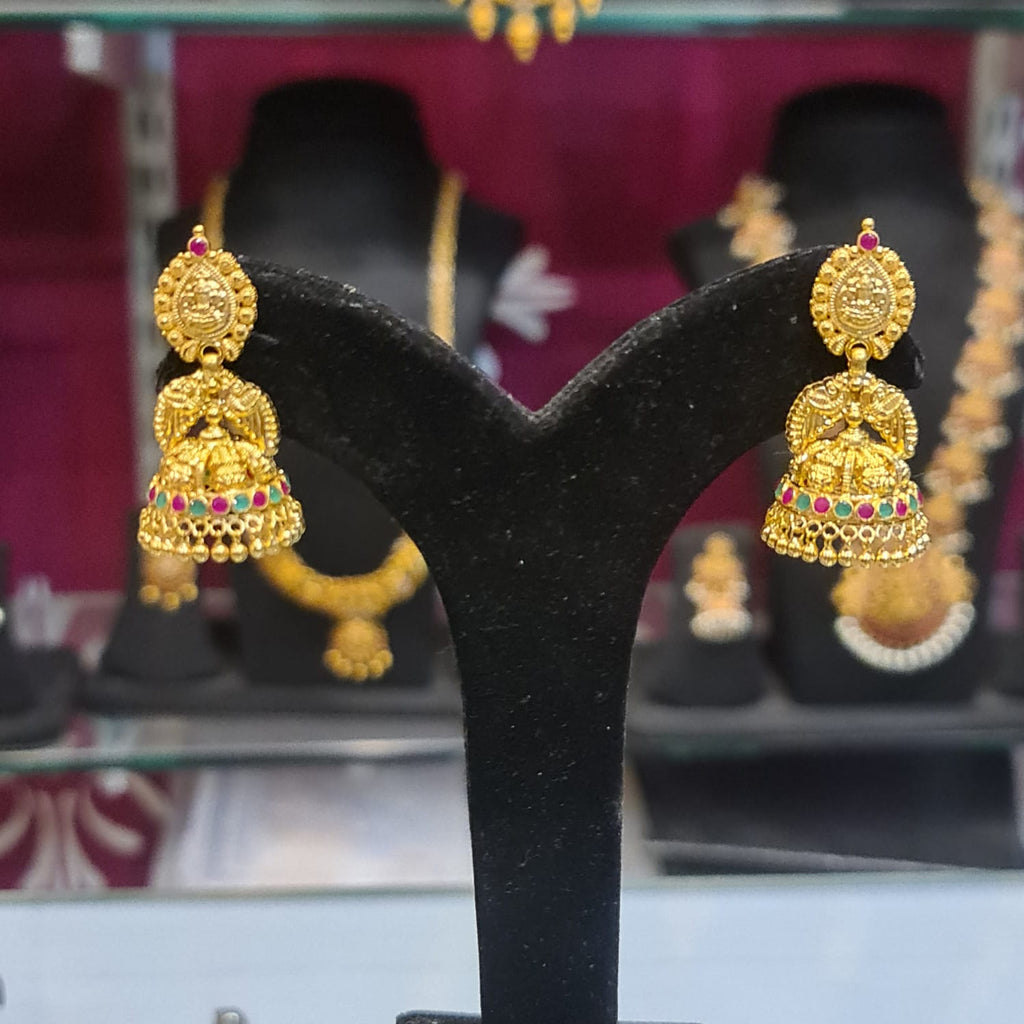 22K Gold Temple Jhumka Earrings