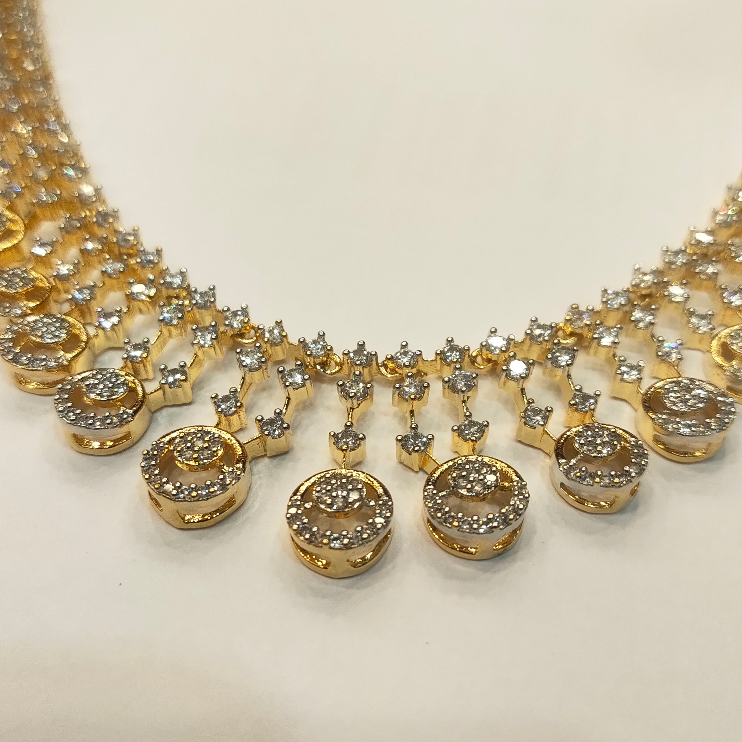 ASP Rhodium Gold CZ Necklace & Earrings Set