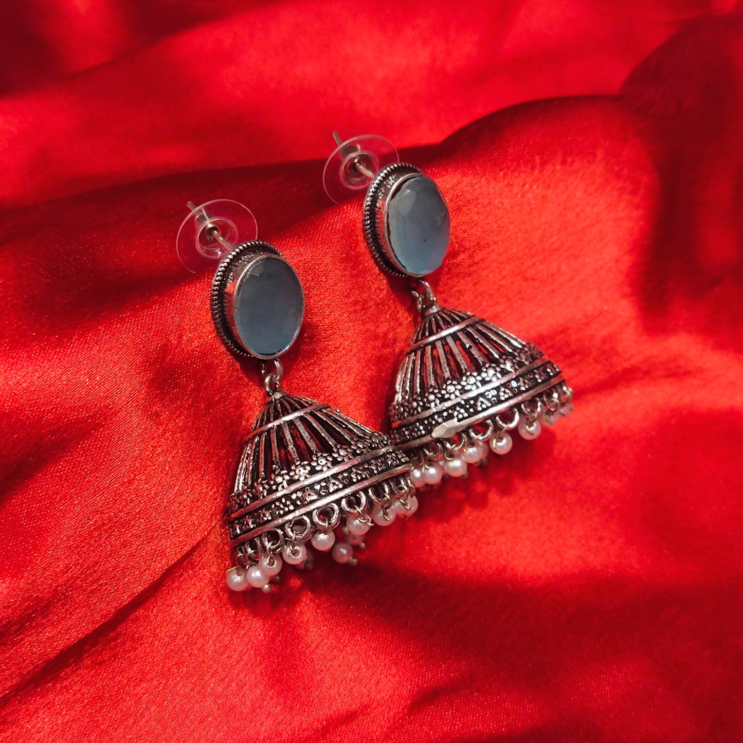 "Dazzling Elegance: Embrace Style with Oxidized Jermon Silver Jhumka Earrings by Asp Fashion Jewellery"