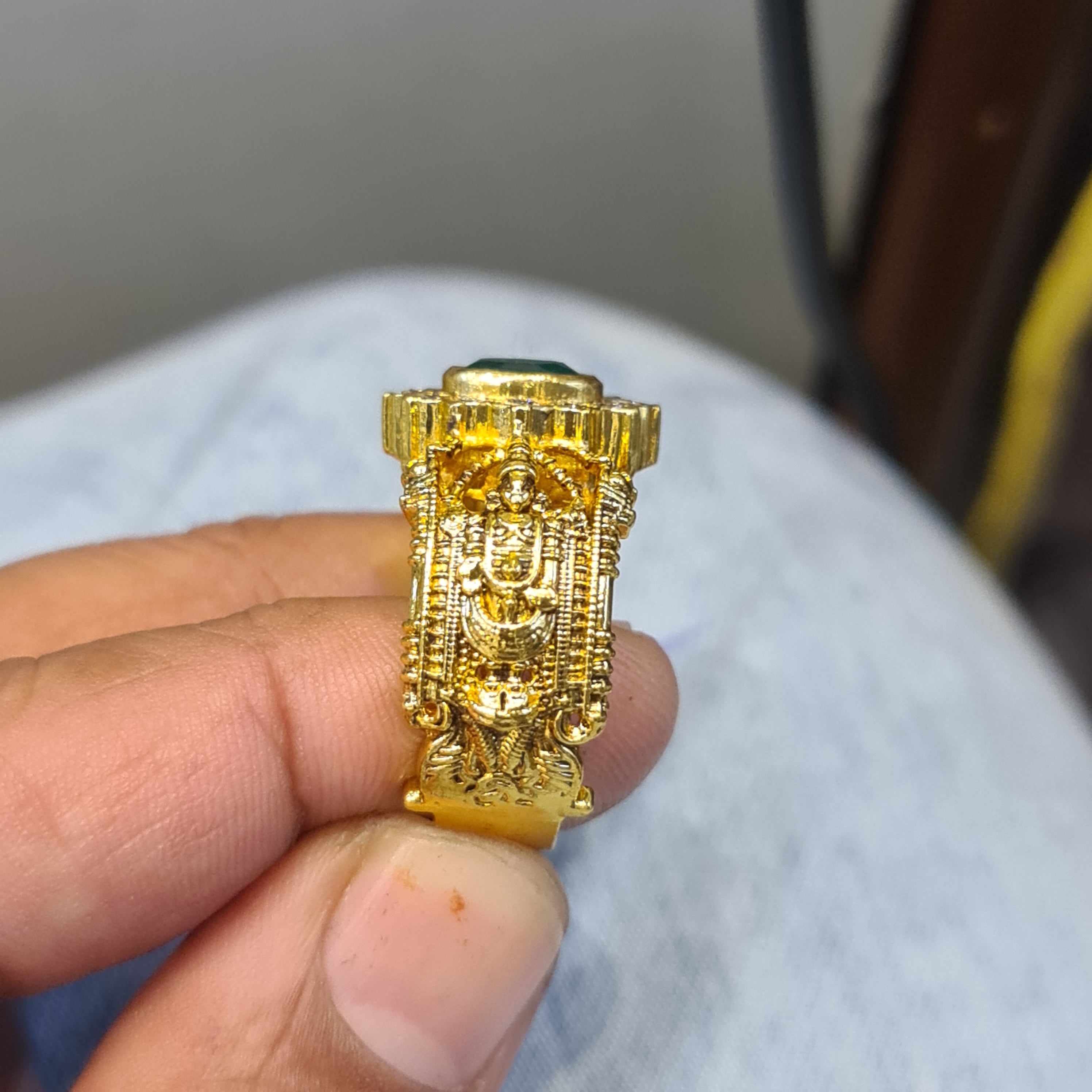 92.5 Silver Gold-Plated Tirupati Balaji Ring