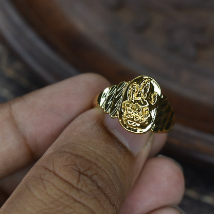 "Glow Like a Goddess: 24k Gold-Plated Lakshmi Ring from Asp Fashion Jewellery"