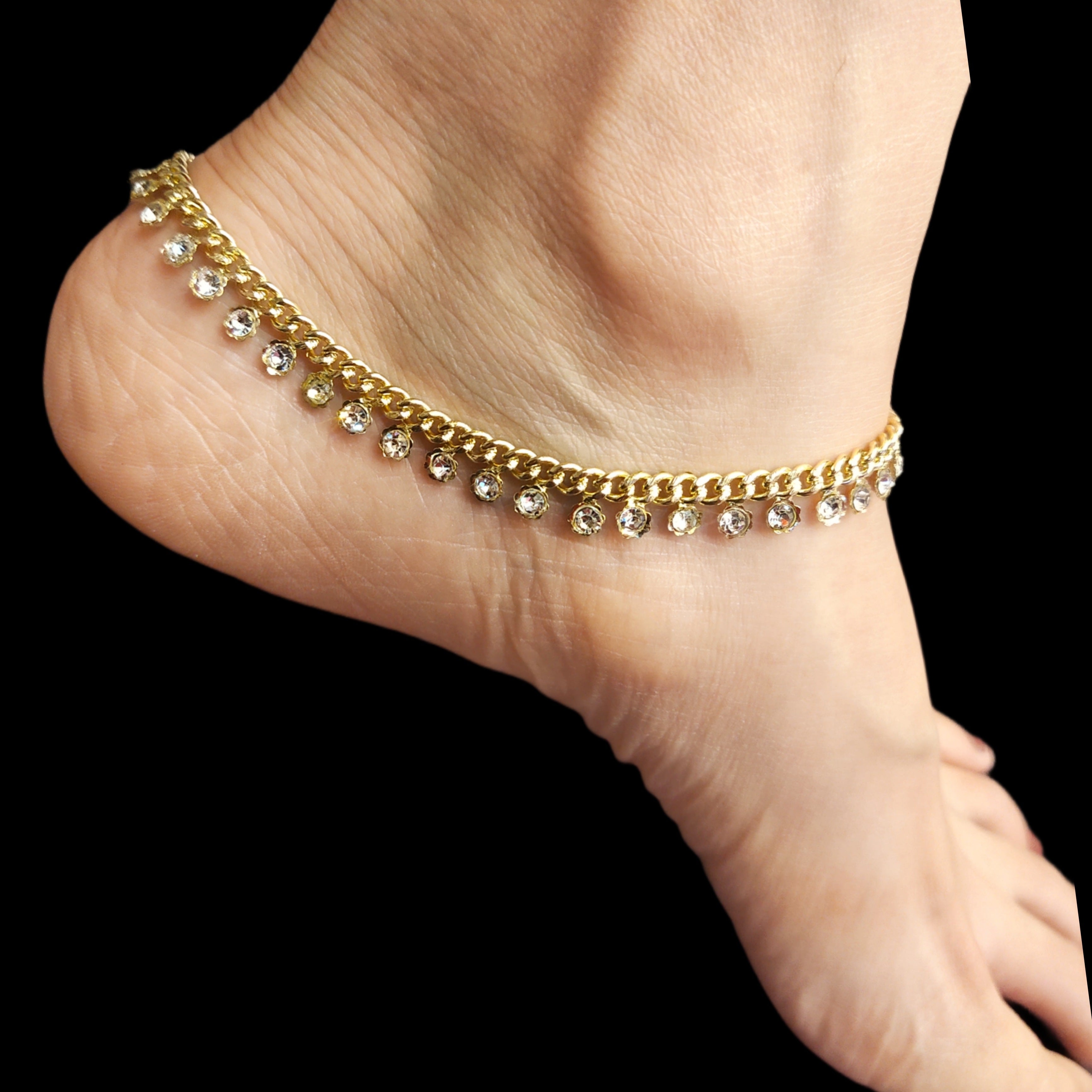 CZ Panchloha Pattilu Anklets - Sparkling Five Metal Wedding Jewelry