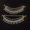 CZ Emerald Green Pearl Ear Chain | Bridal Kan Chain | Gold Plated