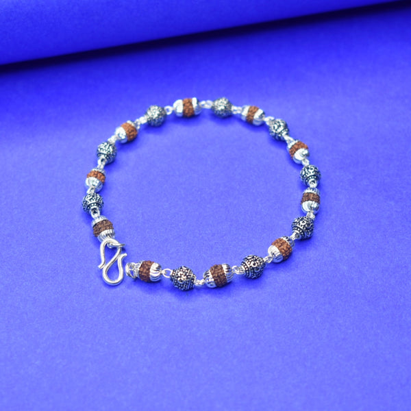 "Embrace Spiritual Strength: 92.5 Silver Rudraksha Bracelet - A Sacred Companion for Mindfulness"