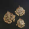 Traditional Polki Jada Billau Set - 24K Gold Plated 3 Piece Bridal Hair Jewelry