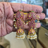 Kemp Ruby Fish Jhumka Earrings - Handmade Gold Plated Temple Jewelry