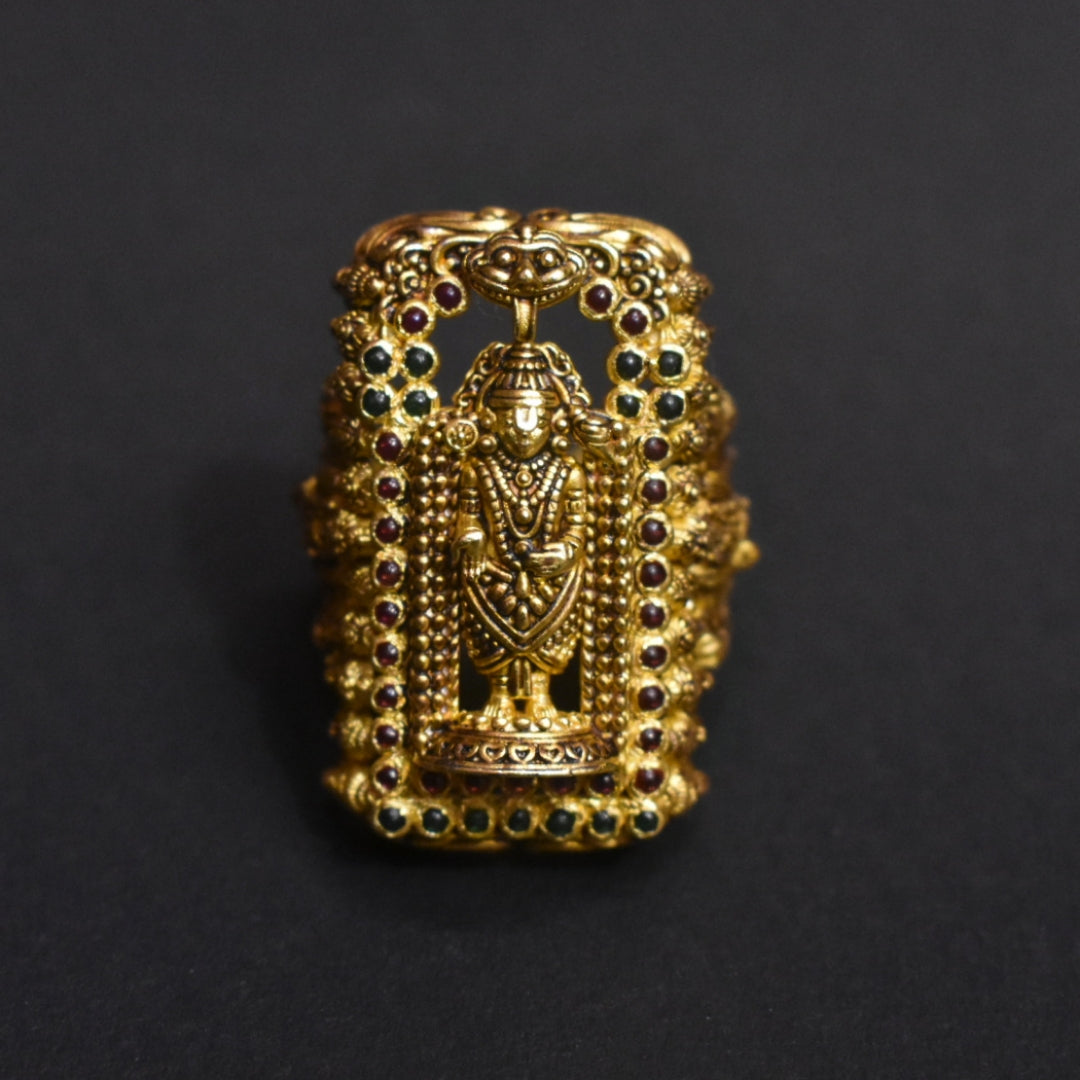 Asp Handcrafted Pure Silver Lord Balaji Ring With Vishnu Vishwaroop for Men