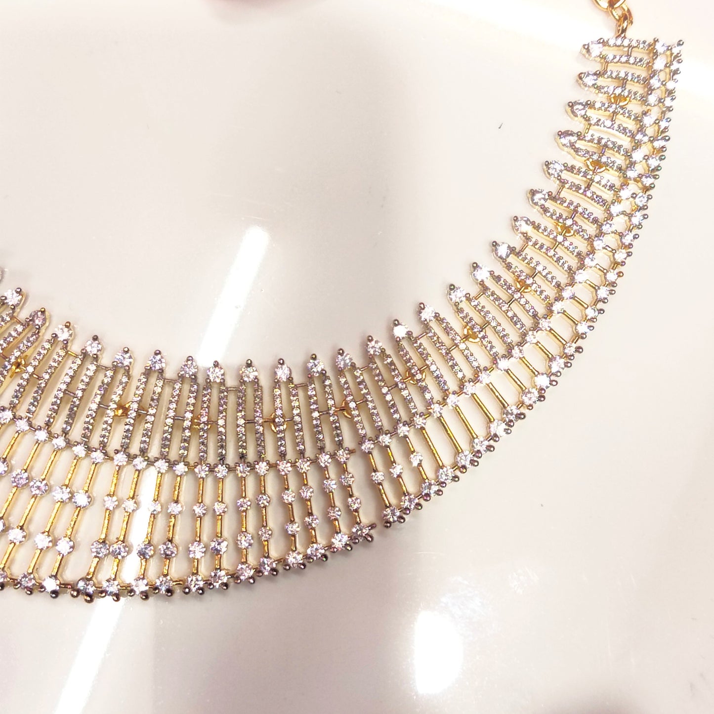 "Dazzle and Shine with Asp Fashion Jewellery's Glamorous American Diamond Necklace: Show-stopping Elegance for Every Occasion"