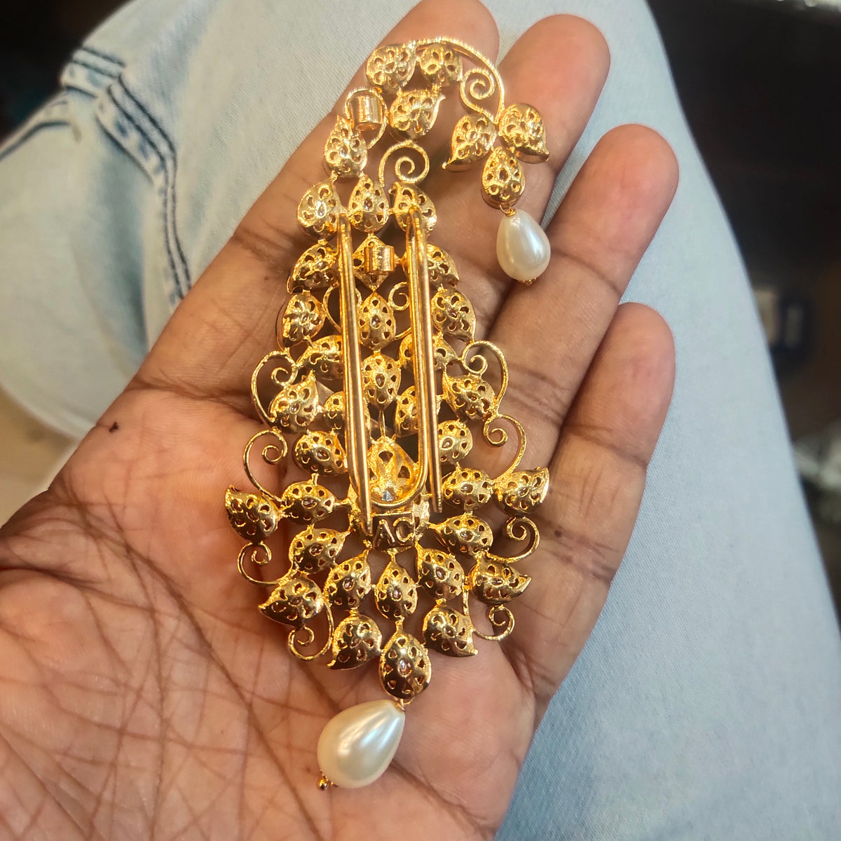 Asp Kundan Kalangi for Groom - Premium 24K Gold Plated Turban Accessory 10.5cm