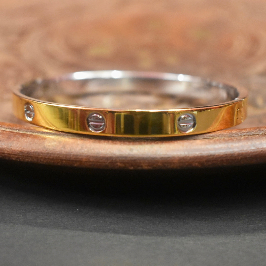 925 Silver Love Bangle Bracelet (Cartier Style) - Gold & Rose Gold Plated - Unisex