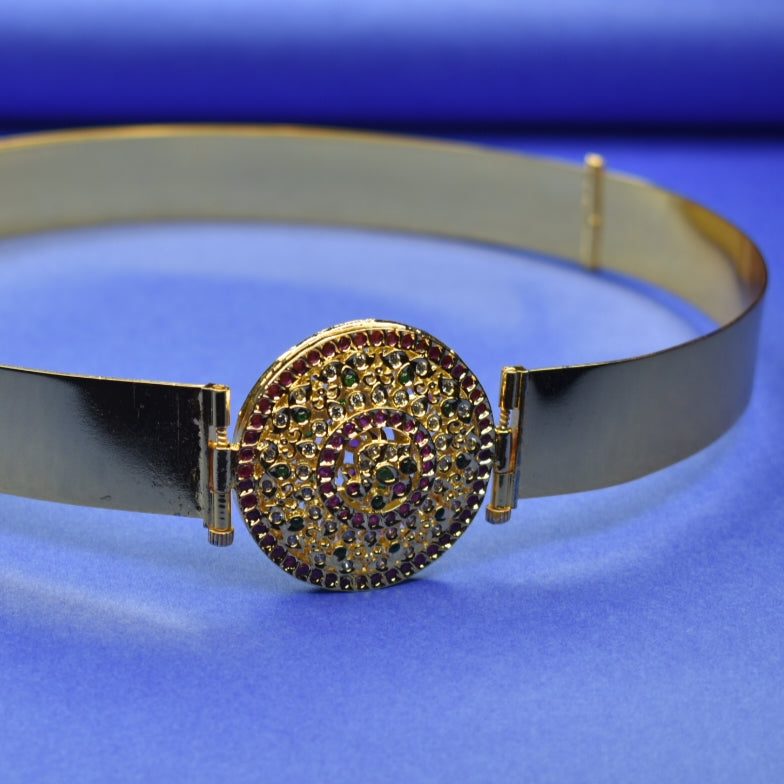 Reversible Gemstone Kundan Kids Vaddanam - 24K Gold Plated Traditional Waist Belt