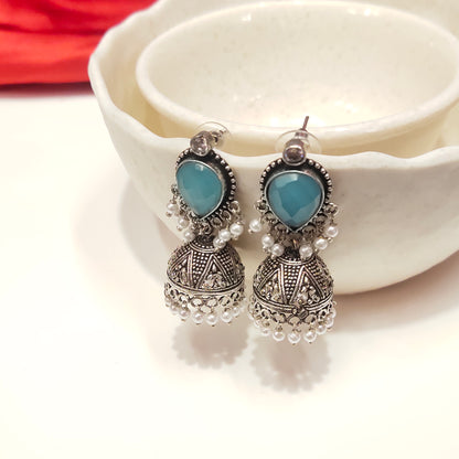 "Shimmering Elegance: Unveiling the Allure of Oxidized Jermon Silver Jhumka Earrings by Asp Fashion Jewellery"