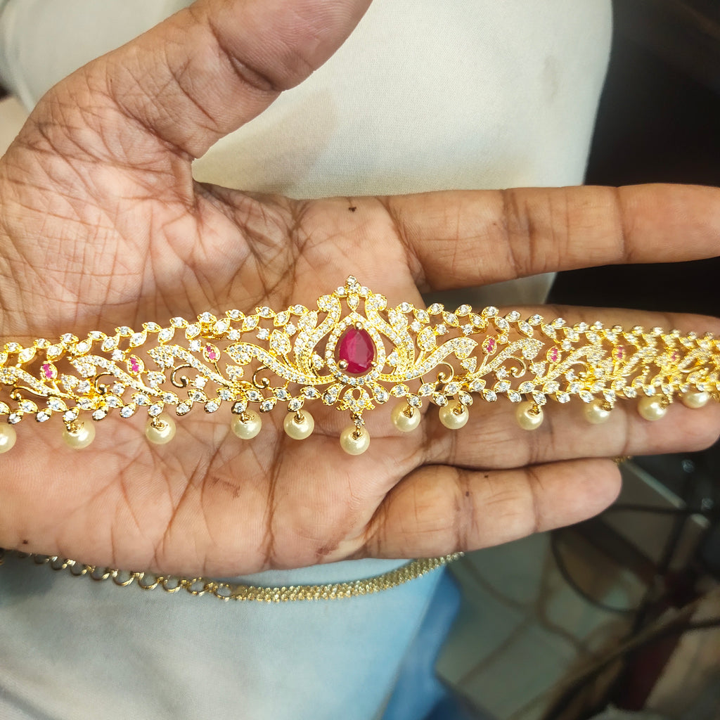 24K Gold Plated Zircon Chain Vaddanam
