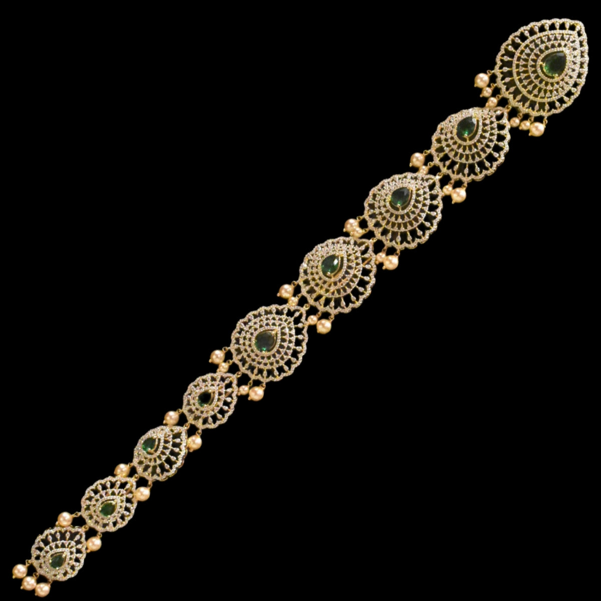 Rhodium Gold Plated Zircon Jada - Premium Bridal Hair Jewelry Set