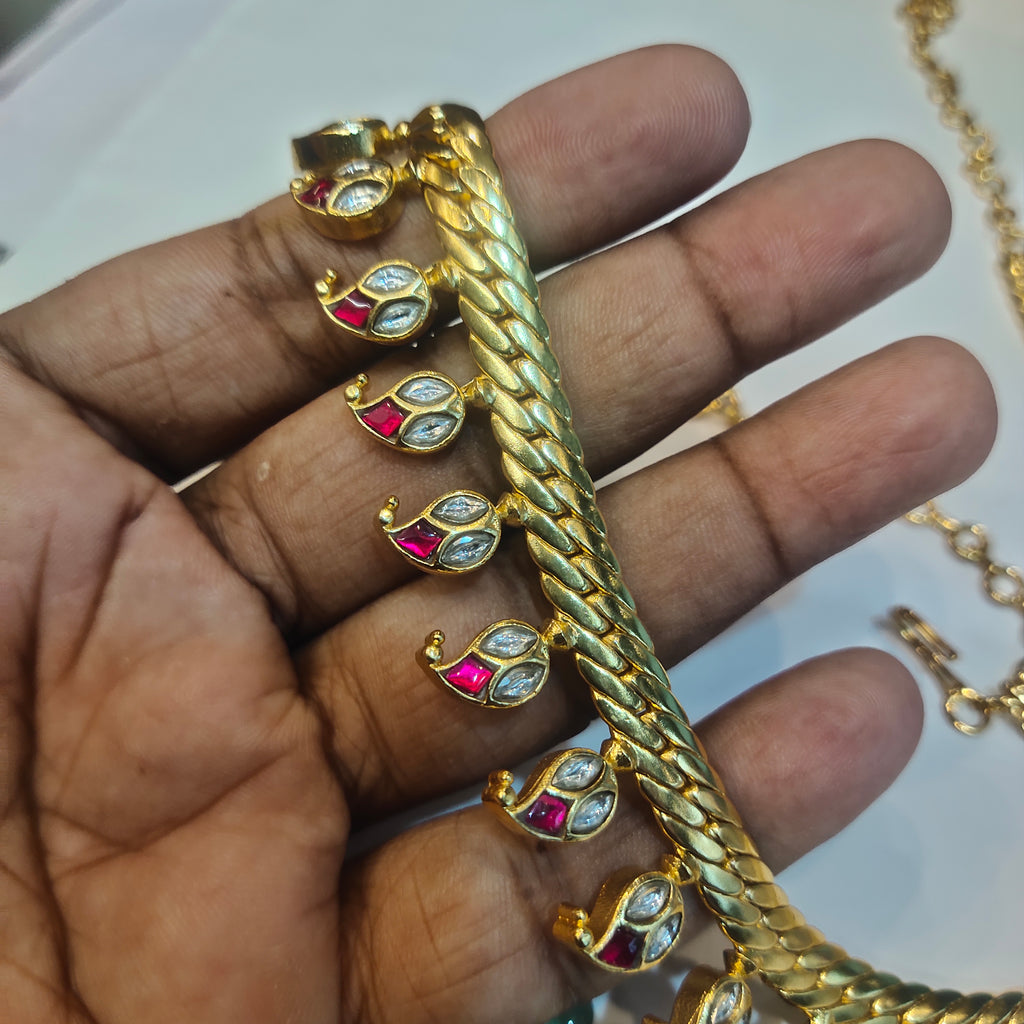 Asp 24 K Gold Plated Jadau Kundan Mango Jalebi Necklace