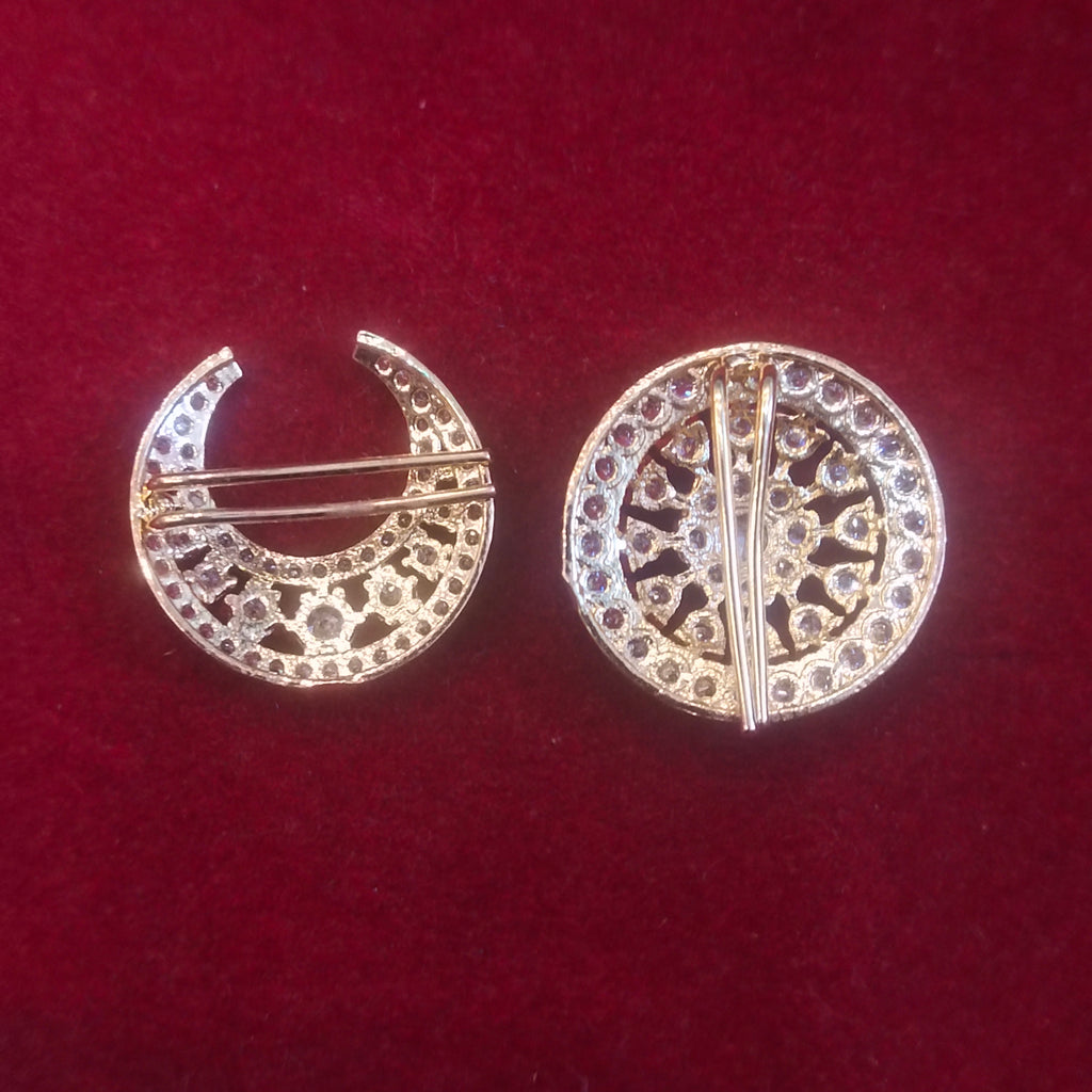 Temple Jewelry Brooches - Crescent & Circular Design