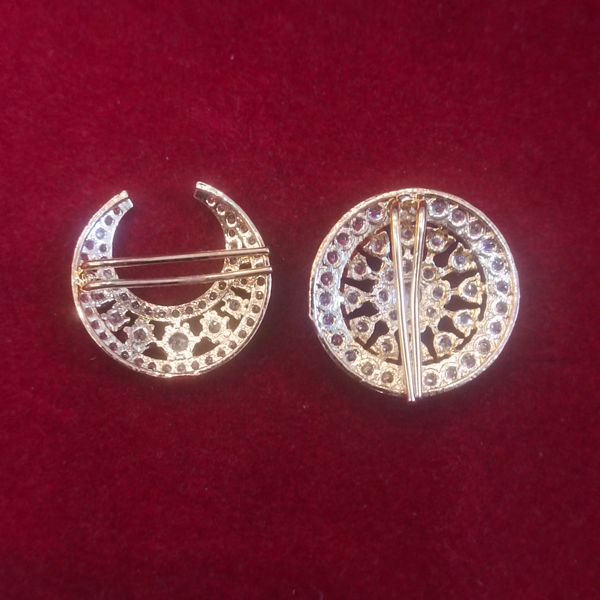 Temple Jewelry Brooches - Crescent & Circular Design