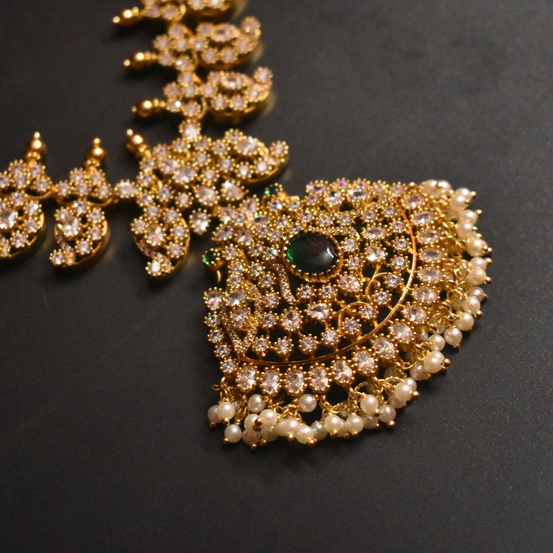 "A Touch of Timeless Elegance: The Asp Fashion Jewellery Antique CZ Mango Necklace Set"