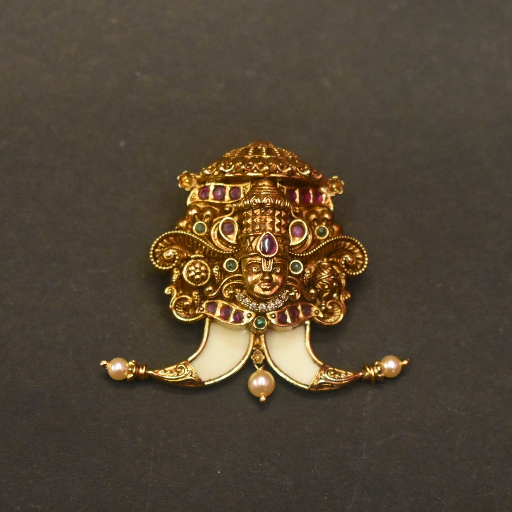 Antique Tirupati Balaji Tiger Nail Locket - Divine Men's Jewelry