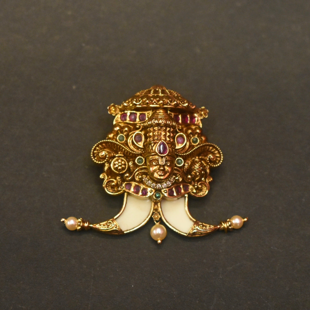 Antique Tirupati Balaji Tiger Nail Locket - Divine Men's Jewelry
