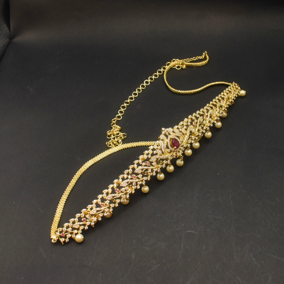 24K Gold Plated Zircon Chain Vaddanam