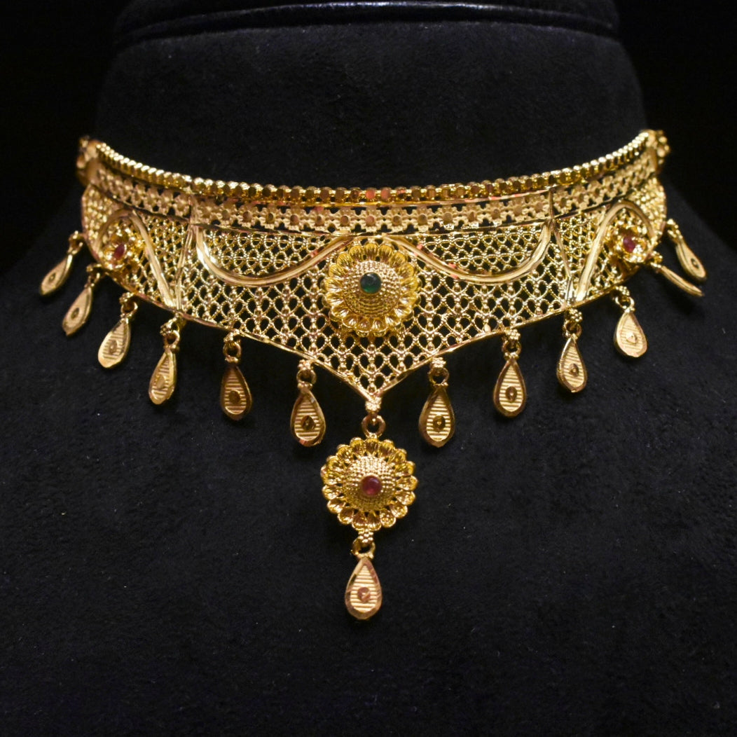 Gold Forming Choker with Earrings - 24K Gold Plated Premium Finishing
