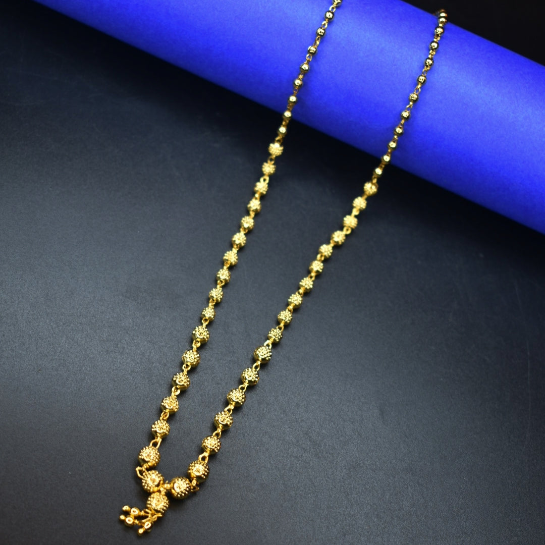 24K Gold Plated Balls Mala Necklace for Women - 18 Inches
