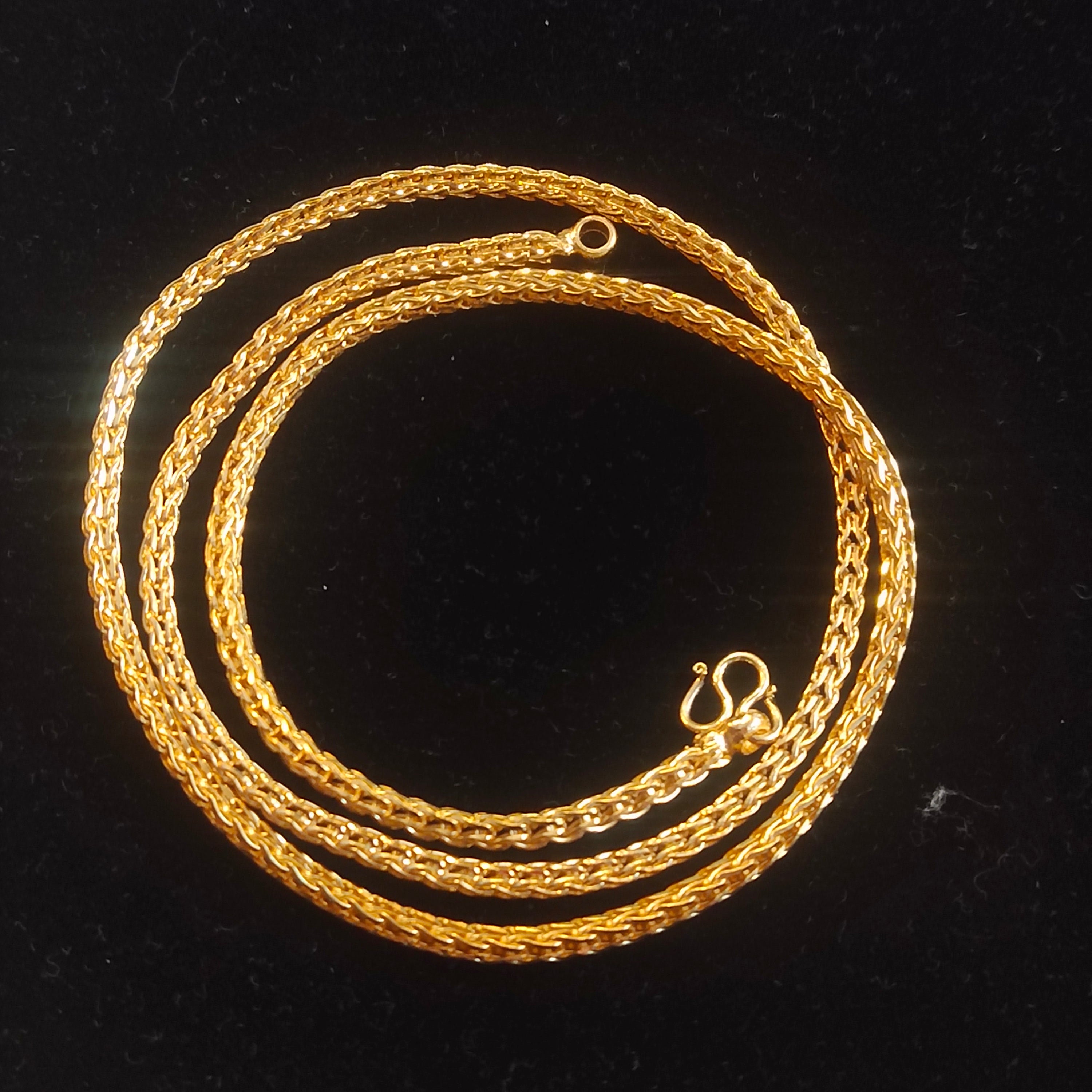 24K Gold Plated Wheat Chain Necklace for Women – 24 Inch
