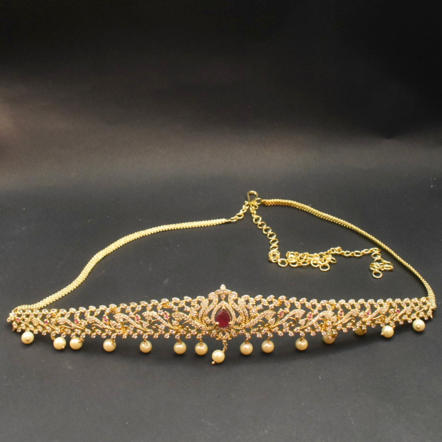 24K Gold Plated Zircon Chain Vaddanam
