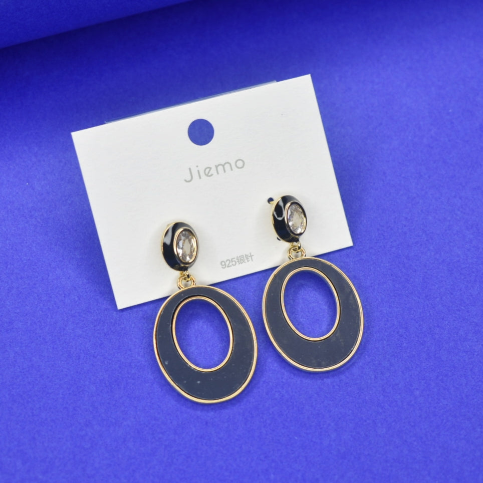 Chic & Sassy Black CZ Earrings - Modern Office Wear