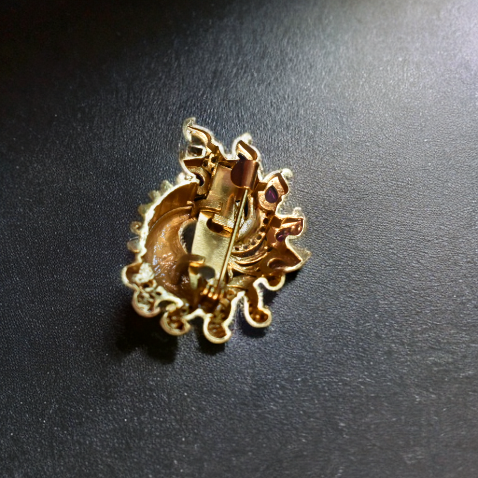 Antique CZ Saree Pin - Traditional Indian Brooch | Asp Fashion Jewellery