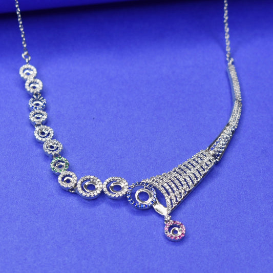 "Dazzling Elegance: 92.5 Silver Zircon Necklace Set for a Timeless Sparkle"