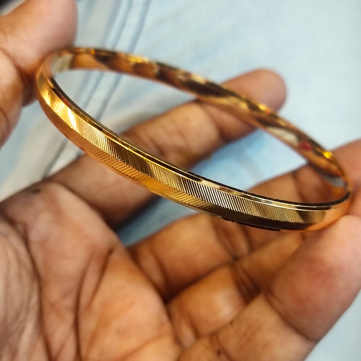 24K Gold Plated Punjabi Sikh Kada for Men - Anti Tarnish Daily Wear Bracelet