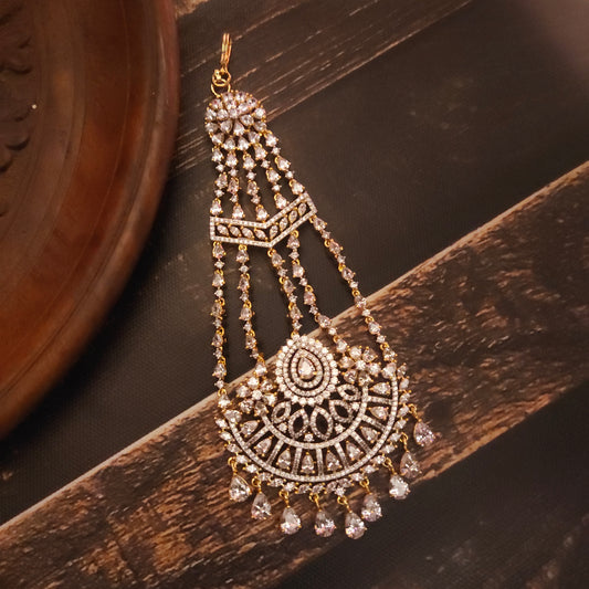 "Splendor and Elegance: Unveiling the Mesmerizing American Diamond Jhoomer/Passa for Stylish Muslim Brides by Asp Fashion Jewellery"
