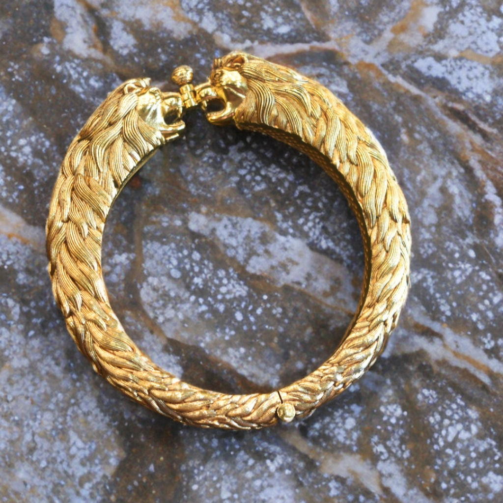 Asp 925 Silver Gold Plated Nagas Simha Kada for Men