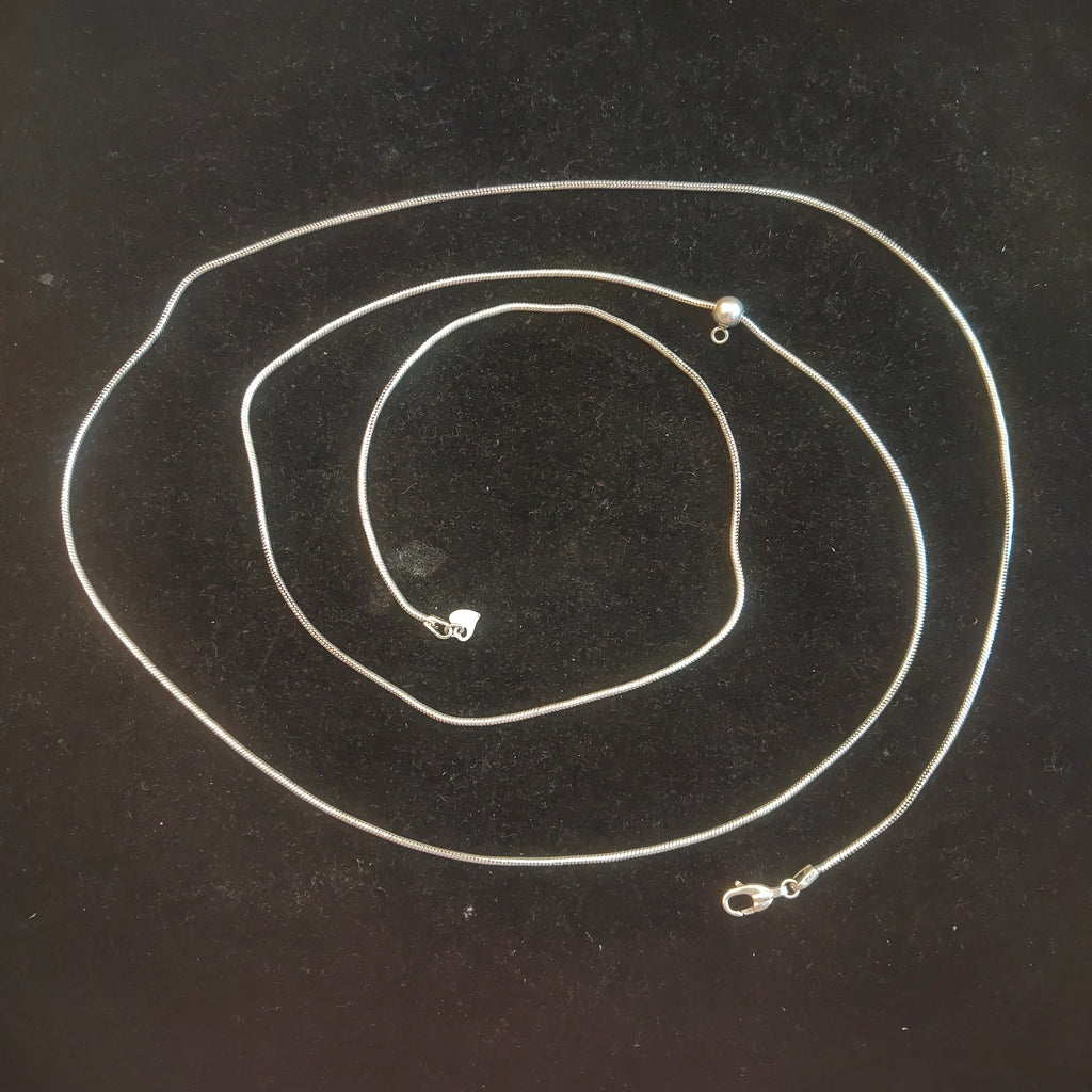 925 Sterling Silver Snake Belly Chain – 42 Inch with Heart Charm